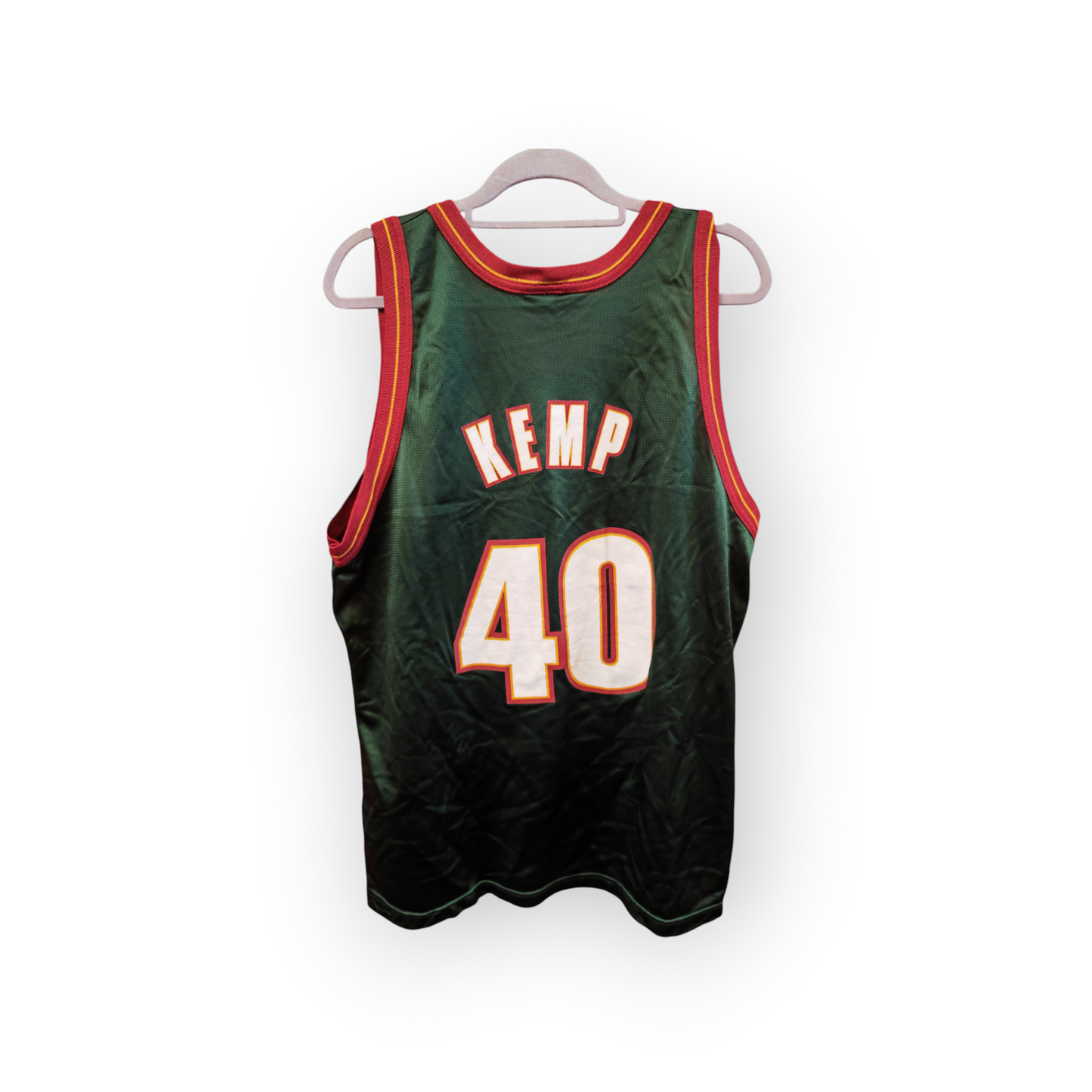 Champion Seattle Supersonics NBA Jersey, #40 Kemp, Green, Size 44 M/L