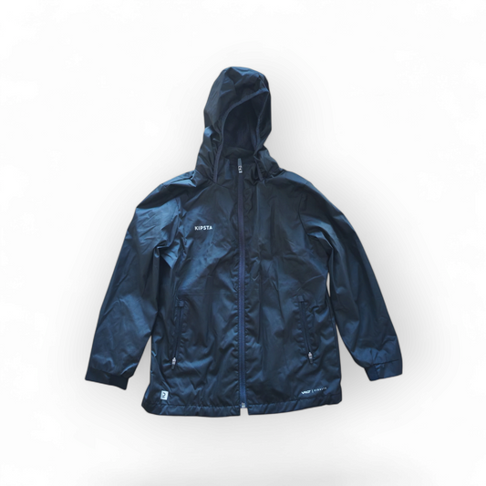 Youth Kipsta Full Zip Hooded Rain Coat, Black, Size 5-6 Years