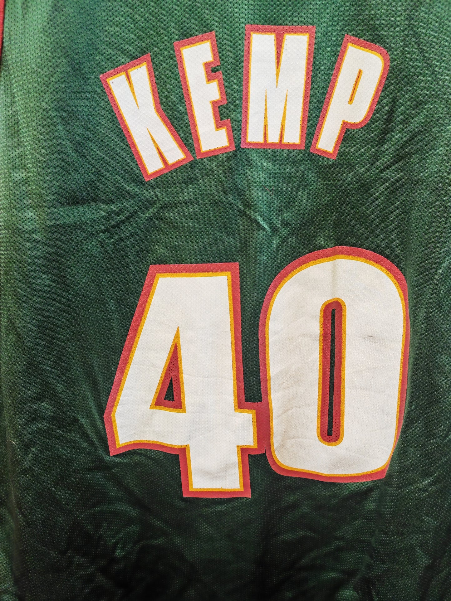 Champion Seattle Supersonics NBA Jersey, #40 Kemp, Green, Size 44 M/L