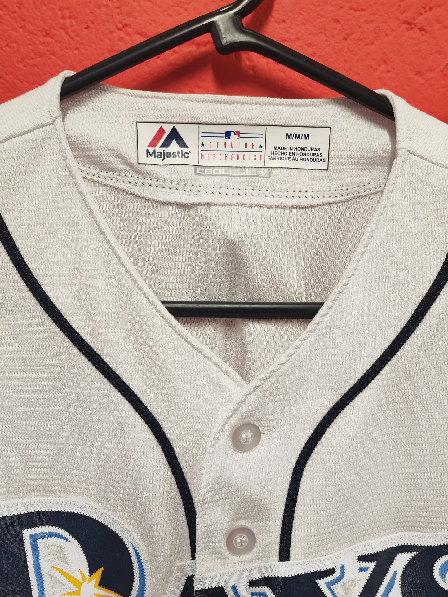 Majestic Tampa Bay Rays MLB Baseball Jersey, White, Size Medium