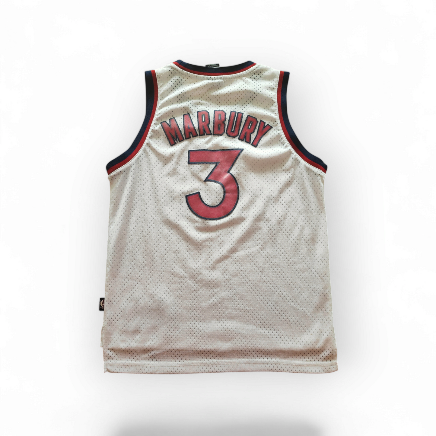Reebok Hardwood Classics New York Knicks Jersey, #3 Marbury, White, Size YL