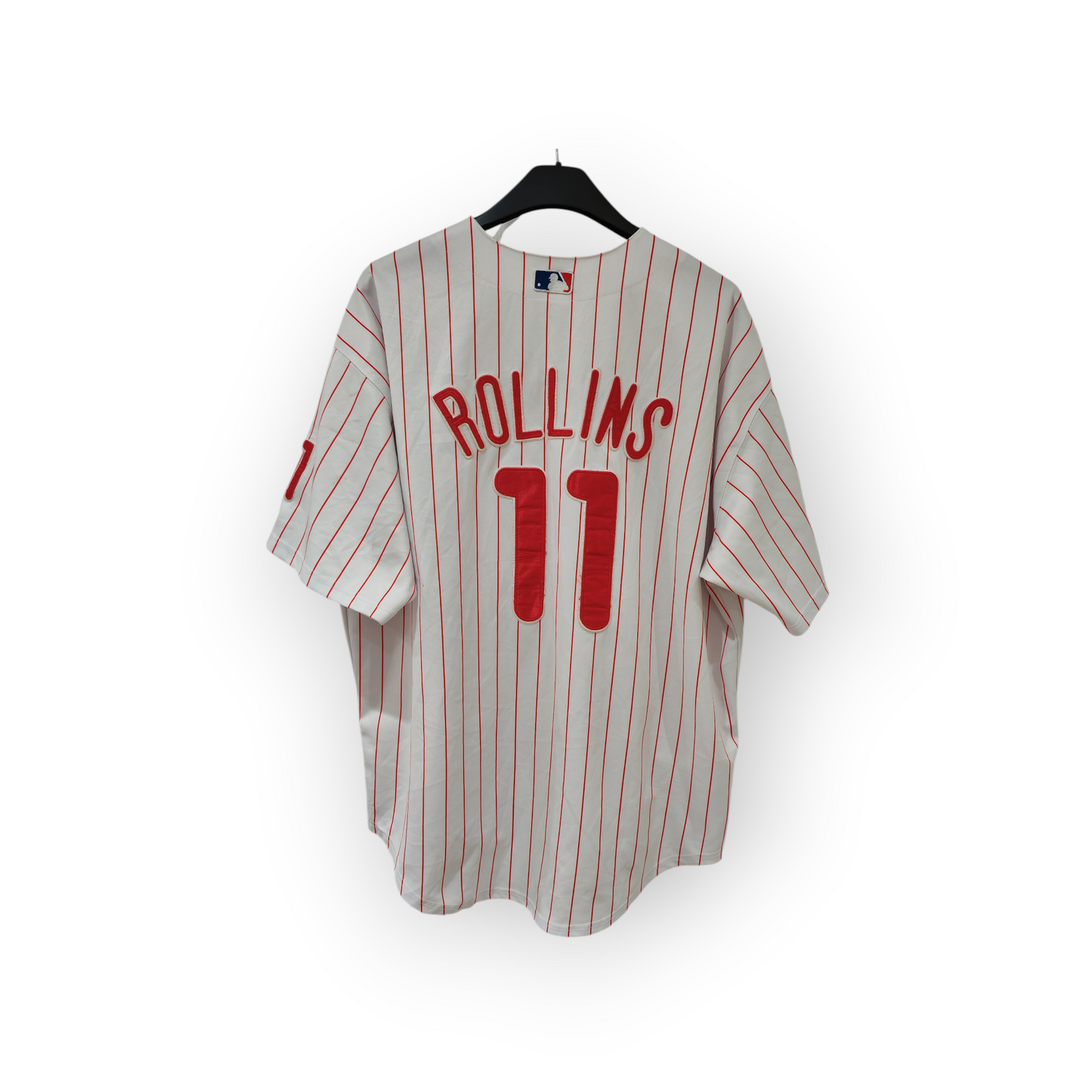 Majestic Philadelphia Phillies MLB Baseball Jersey, #11 Rollins, White, Size 54, XL/XXL