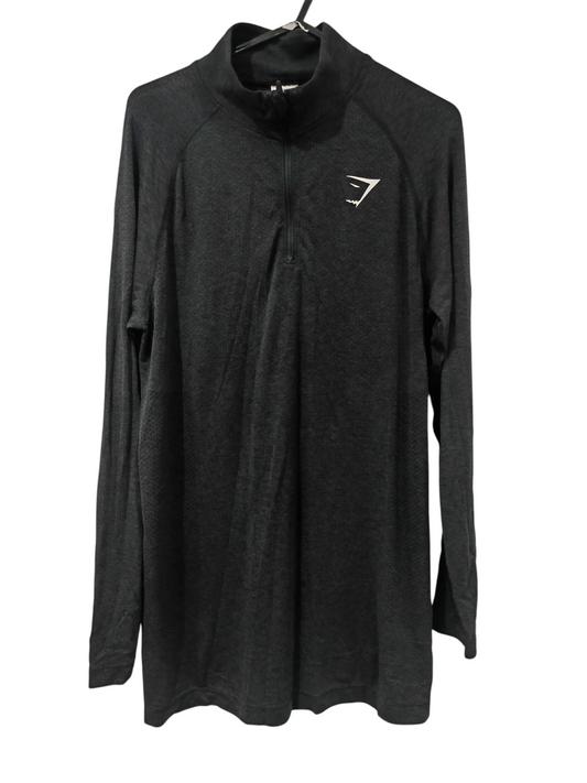 Gym Shark 1/4 Zip Long Sleeve Training Top, Black, Size Small