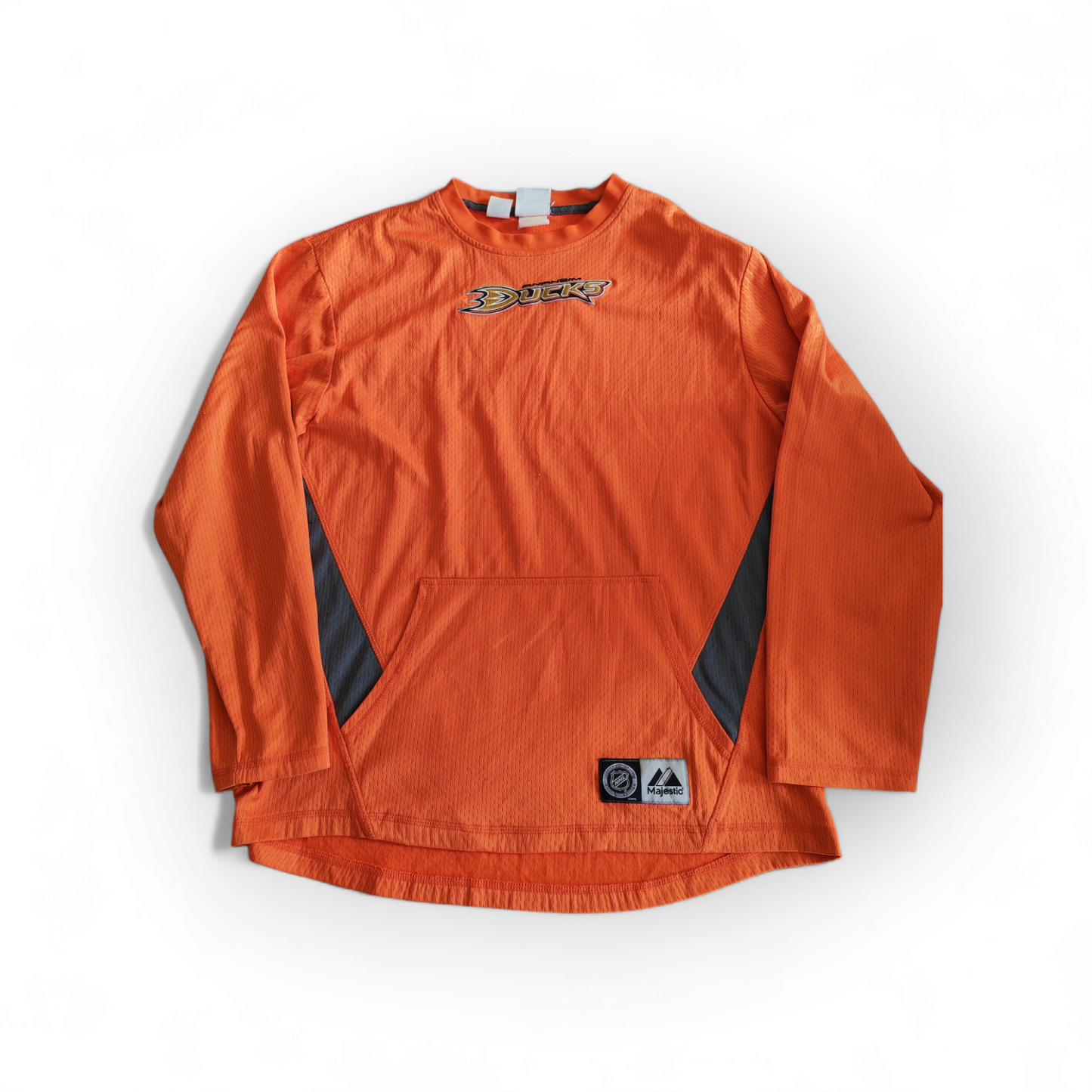 Majestic Anaheim Ducks NHL Long Sleeve Top, Orange, Size Medium