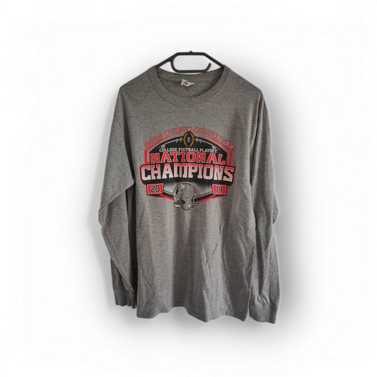 Jerzees Ohio State Buckeyes 2014 National Champions Long Sleeve T Shirt, Size Medium