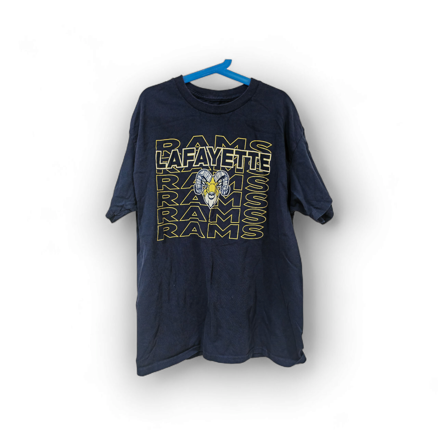 Unbranded (No Label) Lafayette Rams High School T Shirt, Navy Blue, Size Medium