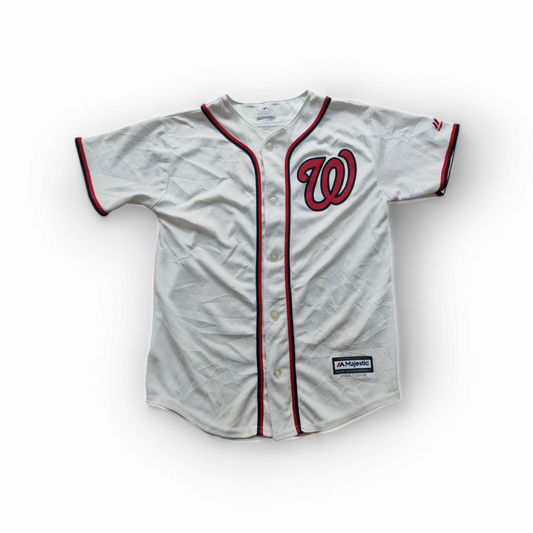 Youth Majestic Washington Nationals MLB Baseball Jersey, White, Size YM 10-12Y