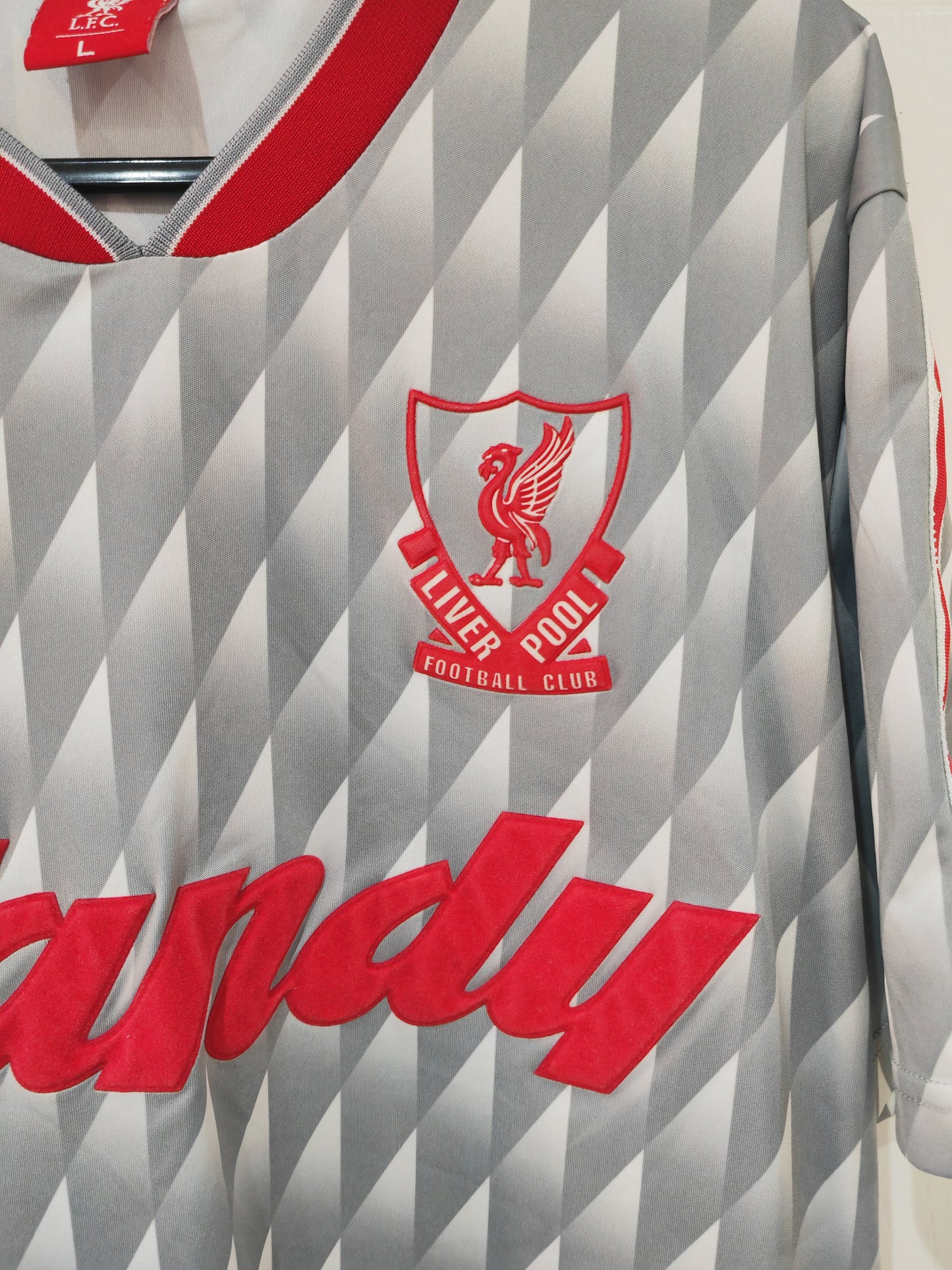 L.F.C Liverpool Short Sleeve Official Remake Away Shirt, Grey, Size Large