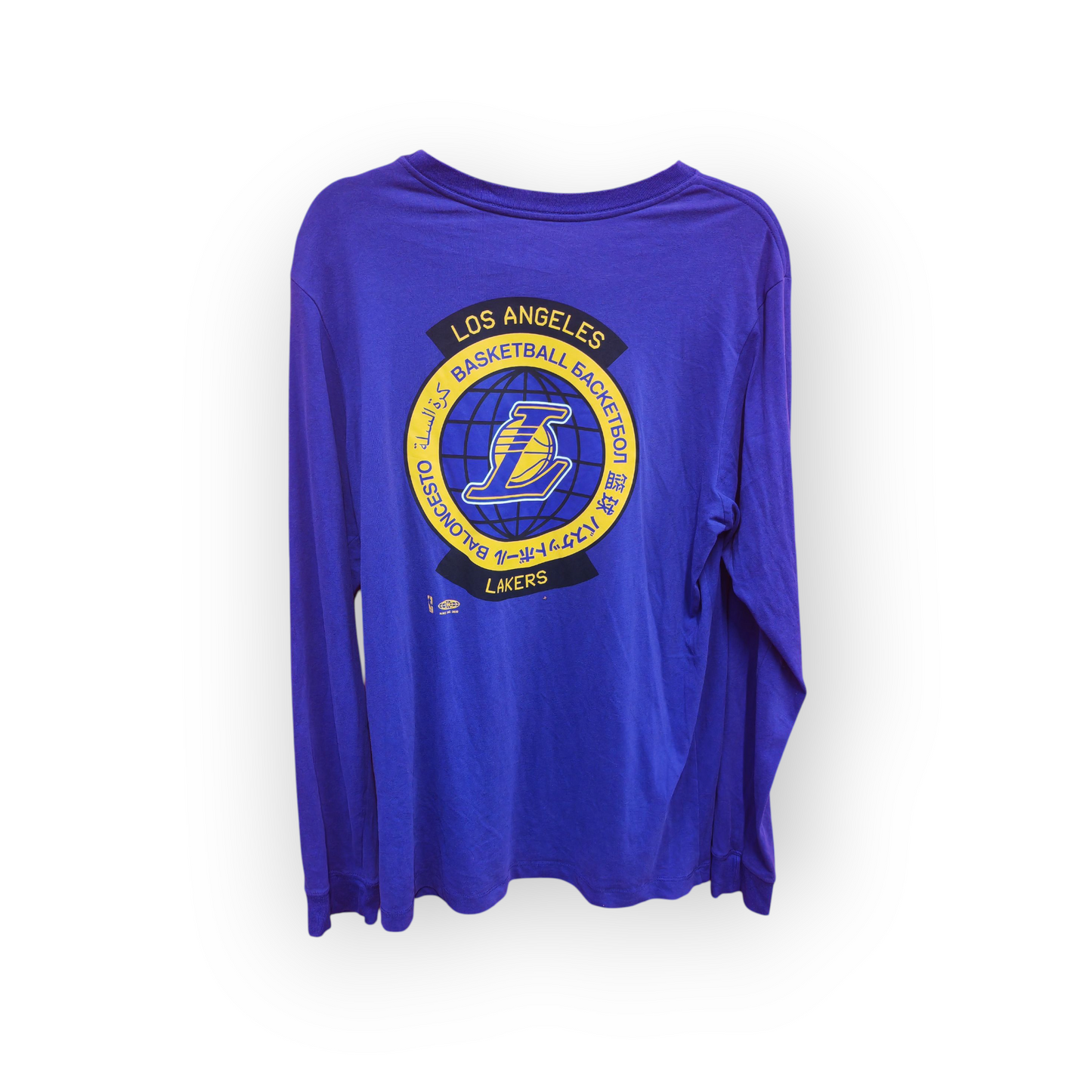 Nike Dri Fit Los Angeles Lakers Long Sleeve T Shirt, Purple, Size Large