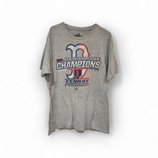 Majestic Boston Red Sox 2018 American League Champions T Shirt, Grey, Size Medium