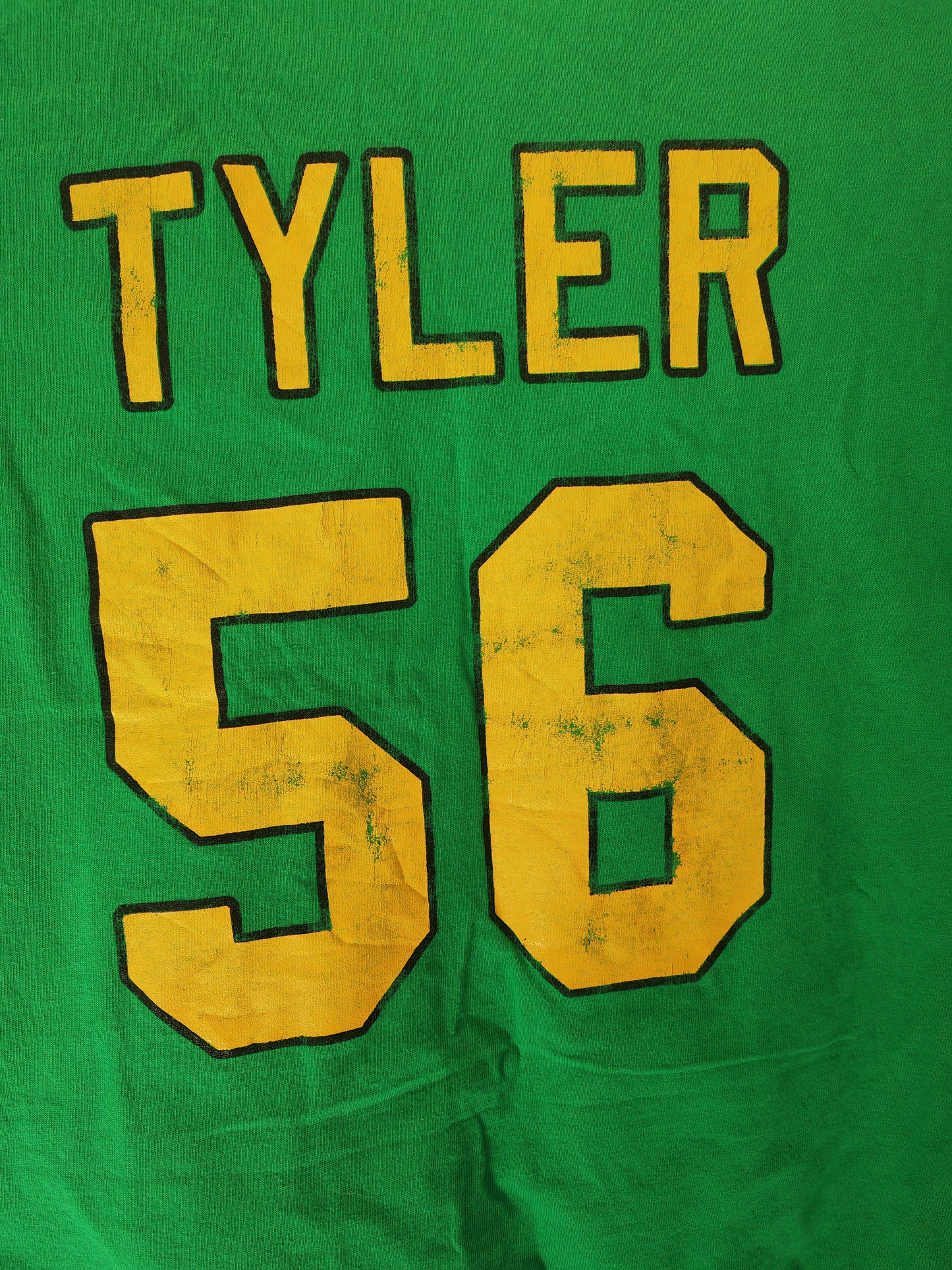 Gildan Mighty Ducks Movie T Shirt, #56 Tyler, Green, Size XL