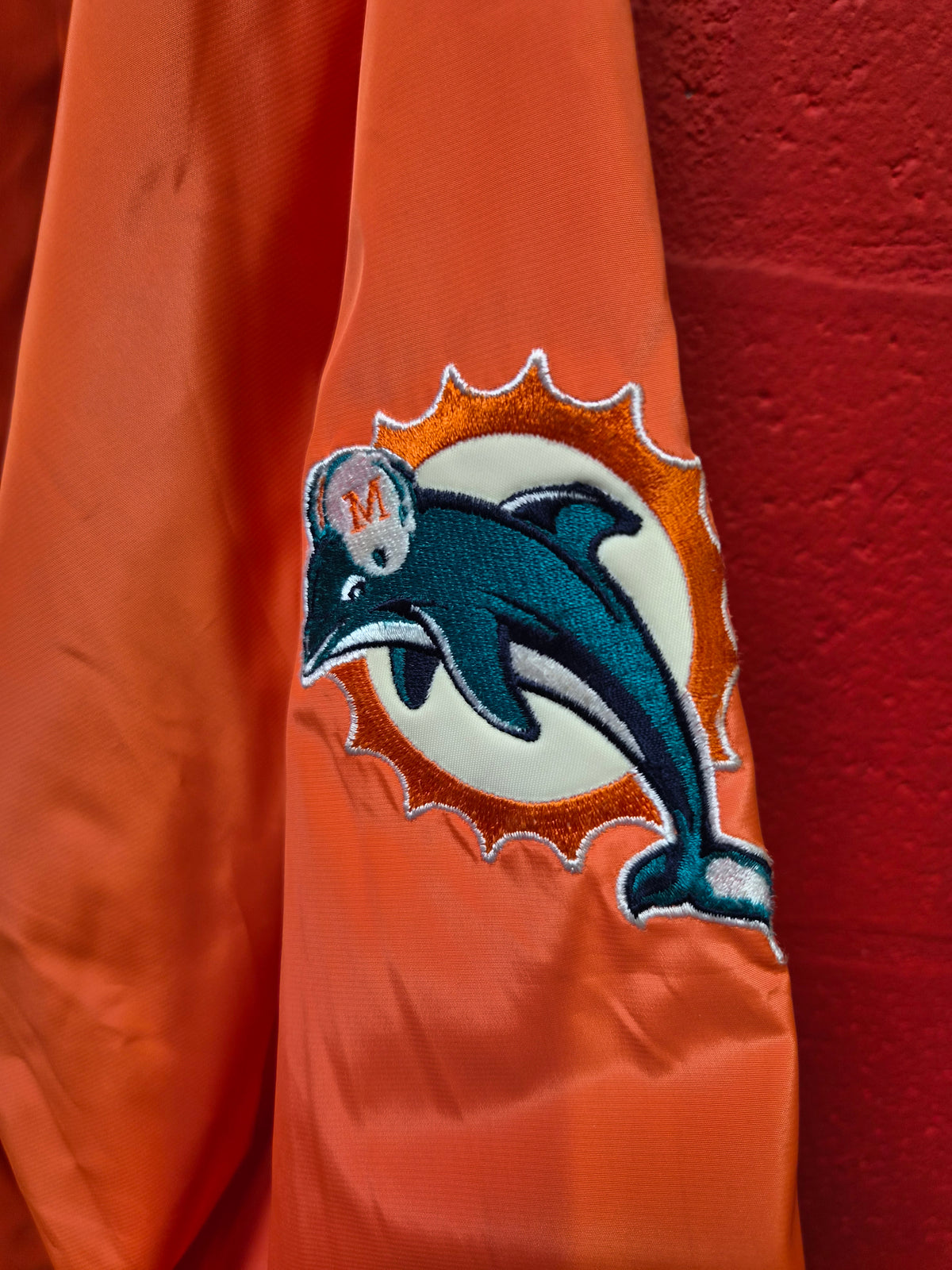 Reebok Miami Dolphins Long Sleeve Pullover Windreaker Jacket, Orange, Size XXL
