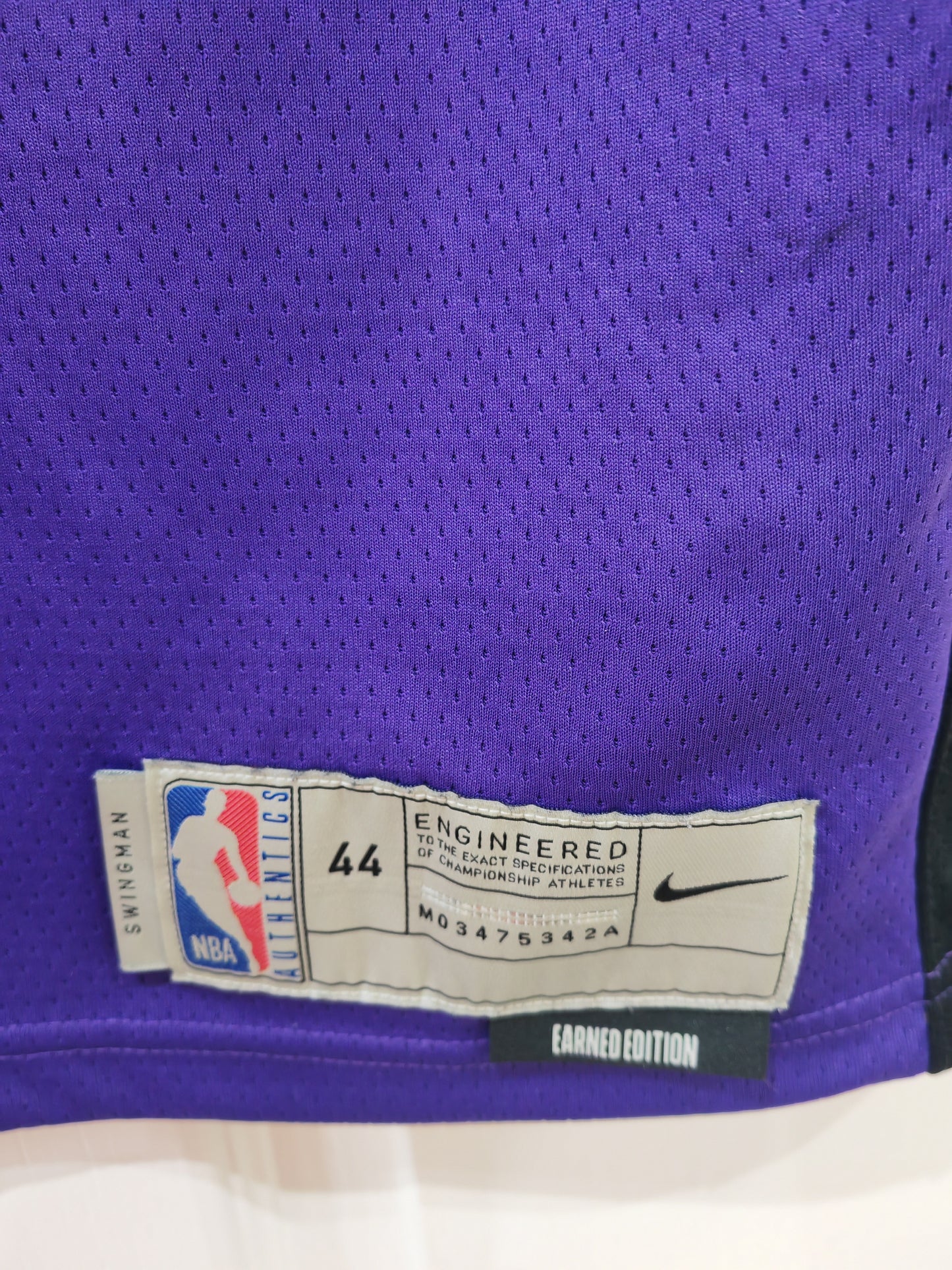 Nike Toronto Raptors NBA Earned Edition, #43 Siakam, Purple/Black, Size Medium