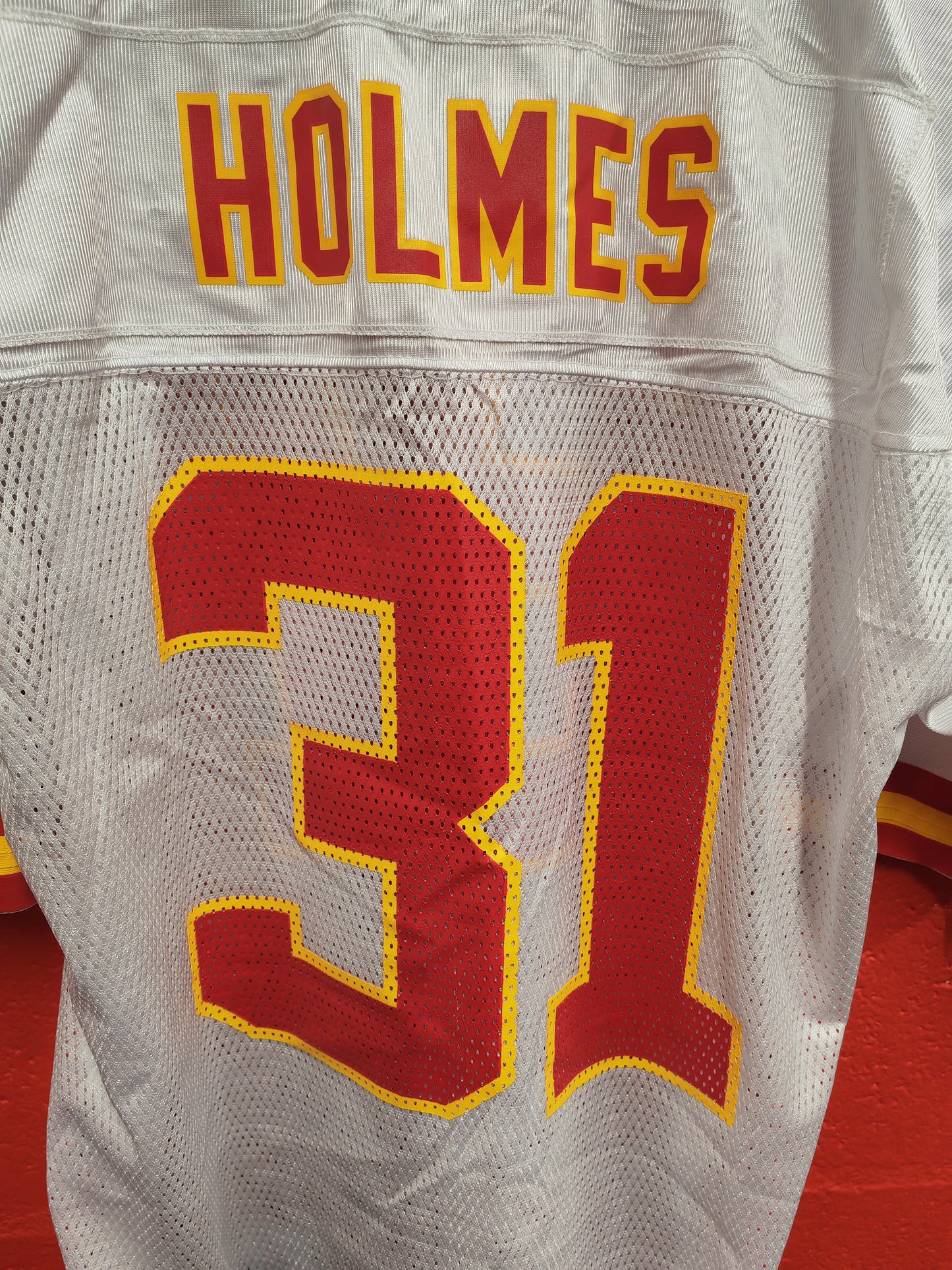 Reebok Kansas City Chiefs NFL Jersey, #31 Holmes, White, Size Large