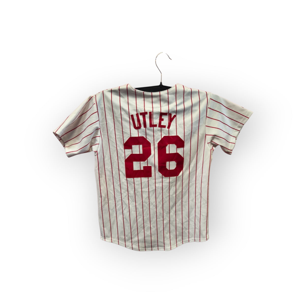 Youth Majestic Philadelphia Phillies MLB Jersey, #26 Utley, White/Red, Size YM