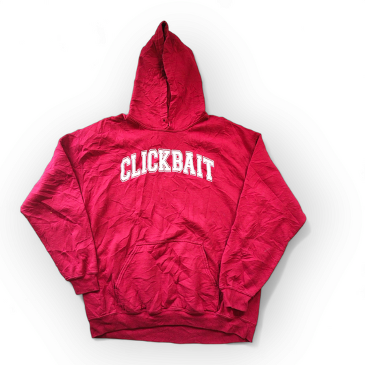 Gildan 'CLICKBAIT' pullover Hoodie, Maroon, Size Large