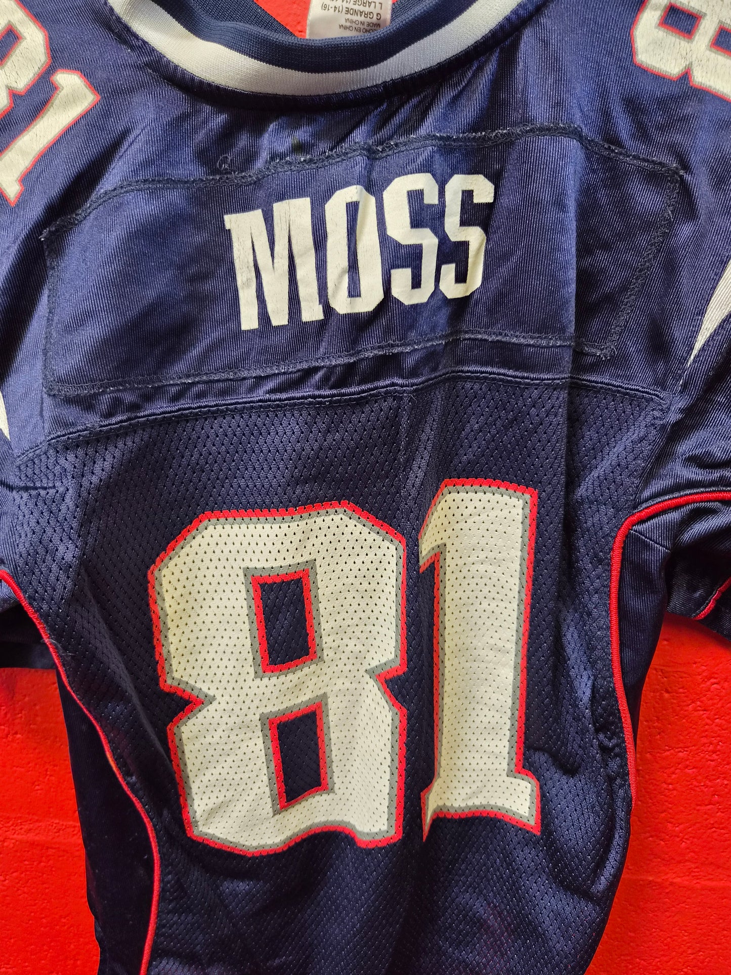 Youth Reebok New England Patriots NFL Jersey, #81 Moss, Navy Blue, Size YL