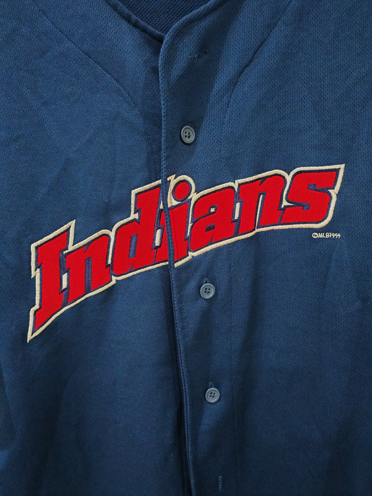 MLB Cleveland Indians/Guardians Baseball Jersey, Navy Blue, Size L