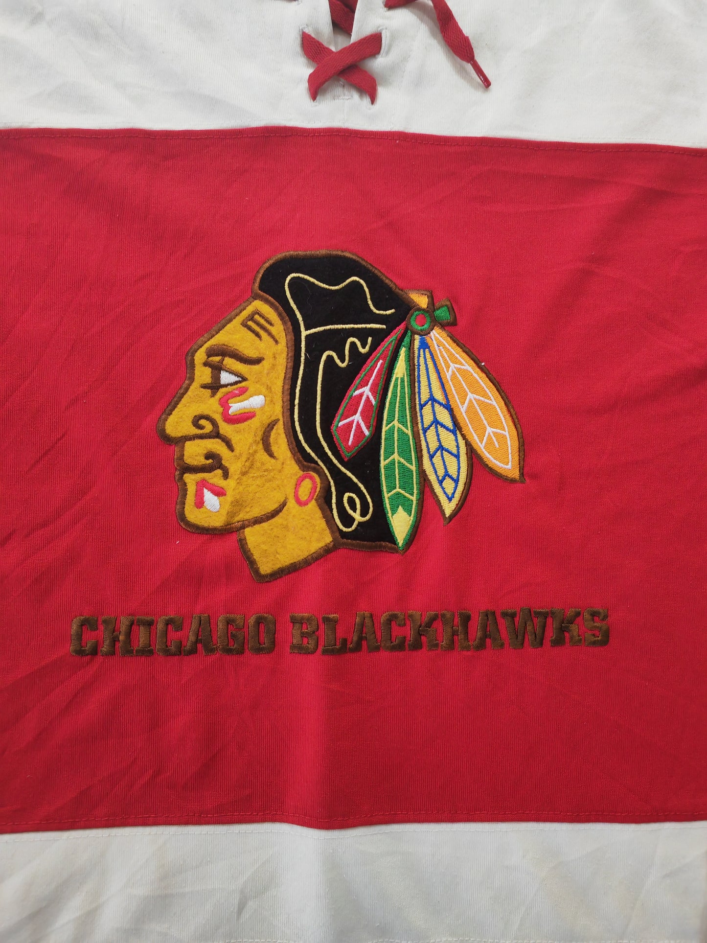 Women's NHL Chicago Blackhawks Long Sleeve T Shirt, Red/Off White, Size M 12-14