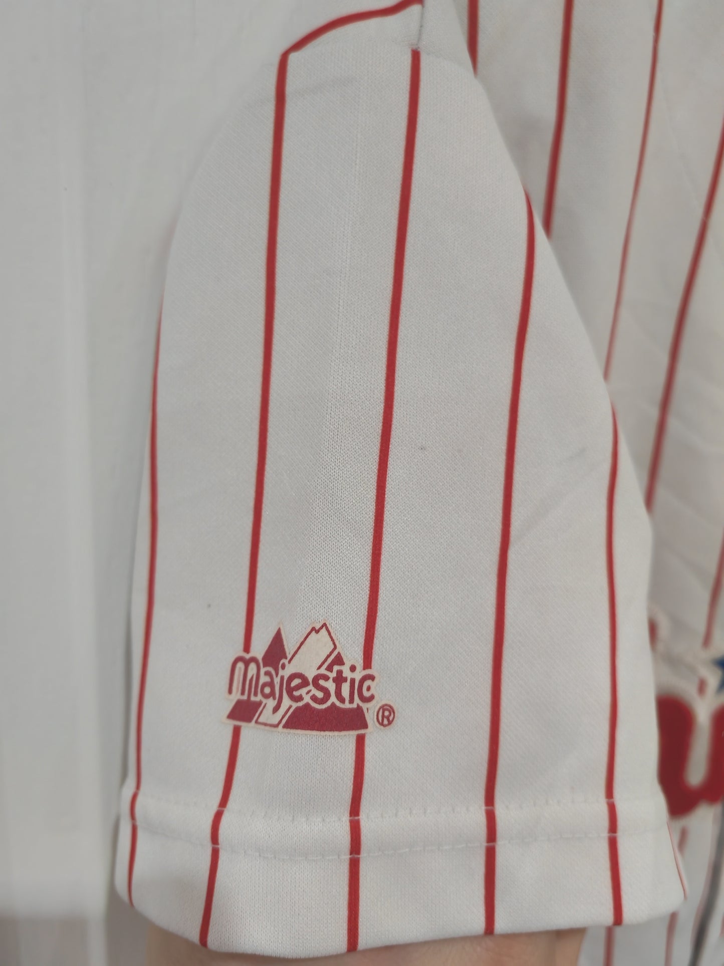 Youth Majestic Philadelphia Phillies MLB Baseball Jersey, White, Size YL/XL