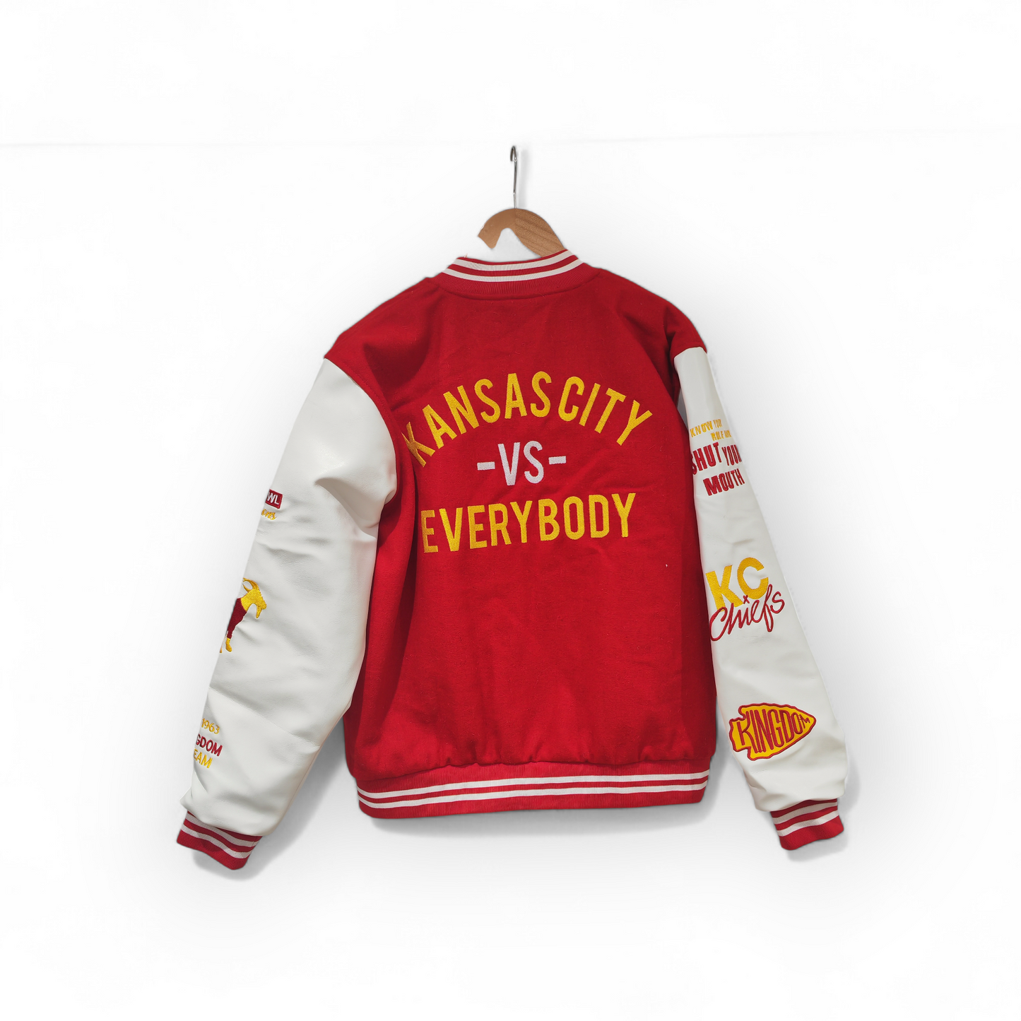 Grind Addict Co Kansas City Chiefs, Kansas City Vs Everybody Letterman Jacket, Local KC Company, Large