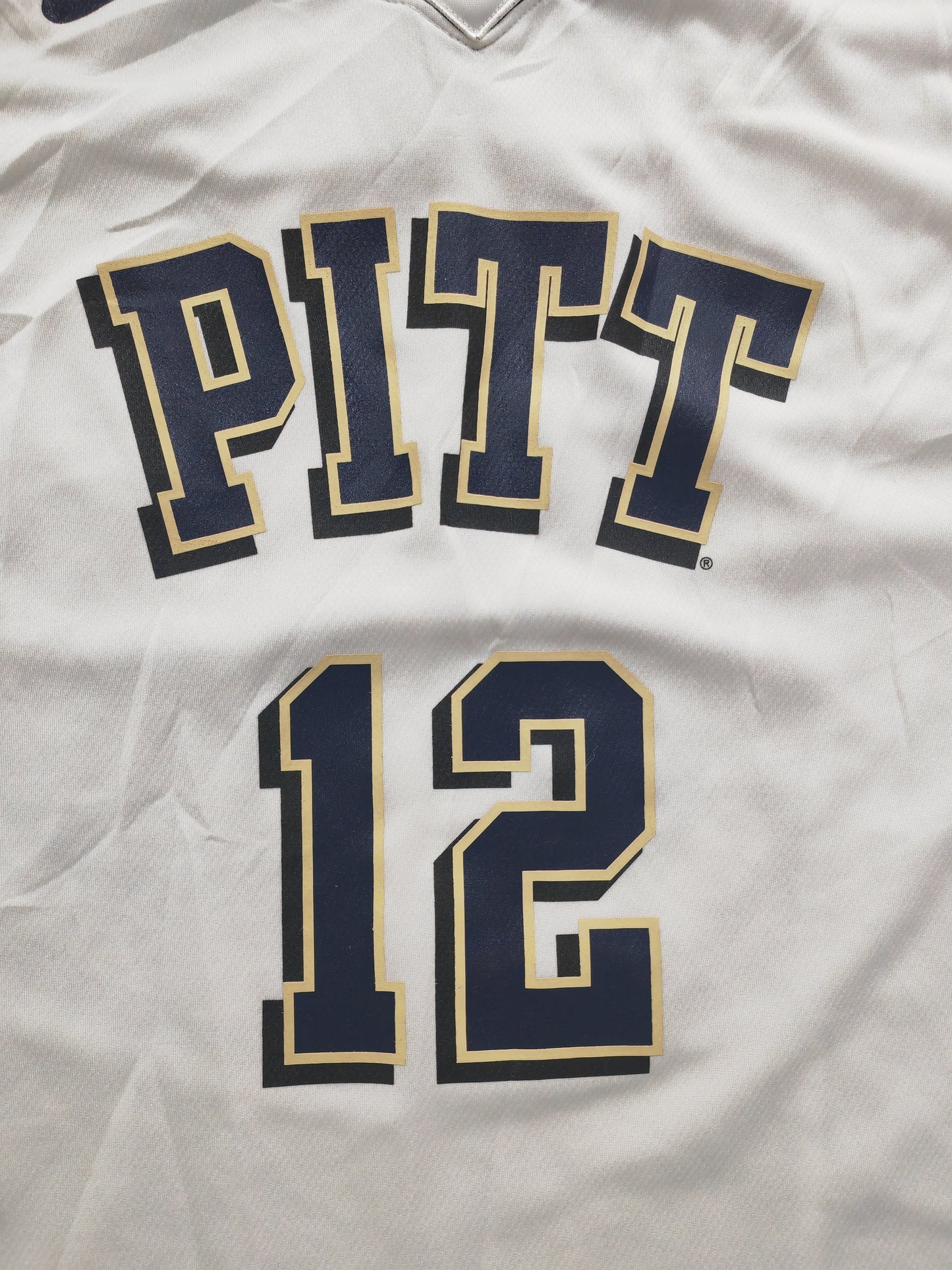 Nike Pittsburgh Panthers NCAA Basketball Jersey, #12, White, Size XL
