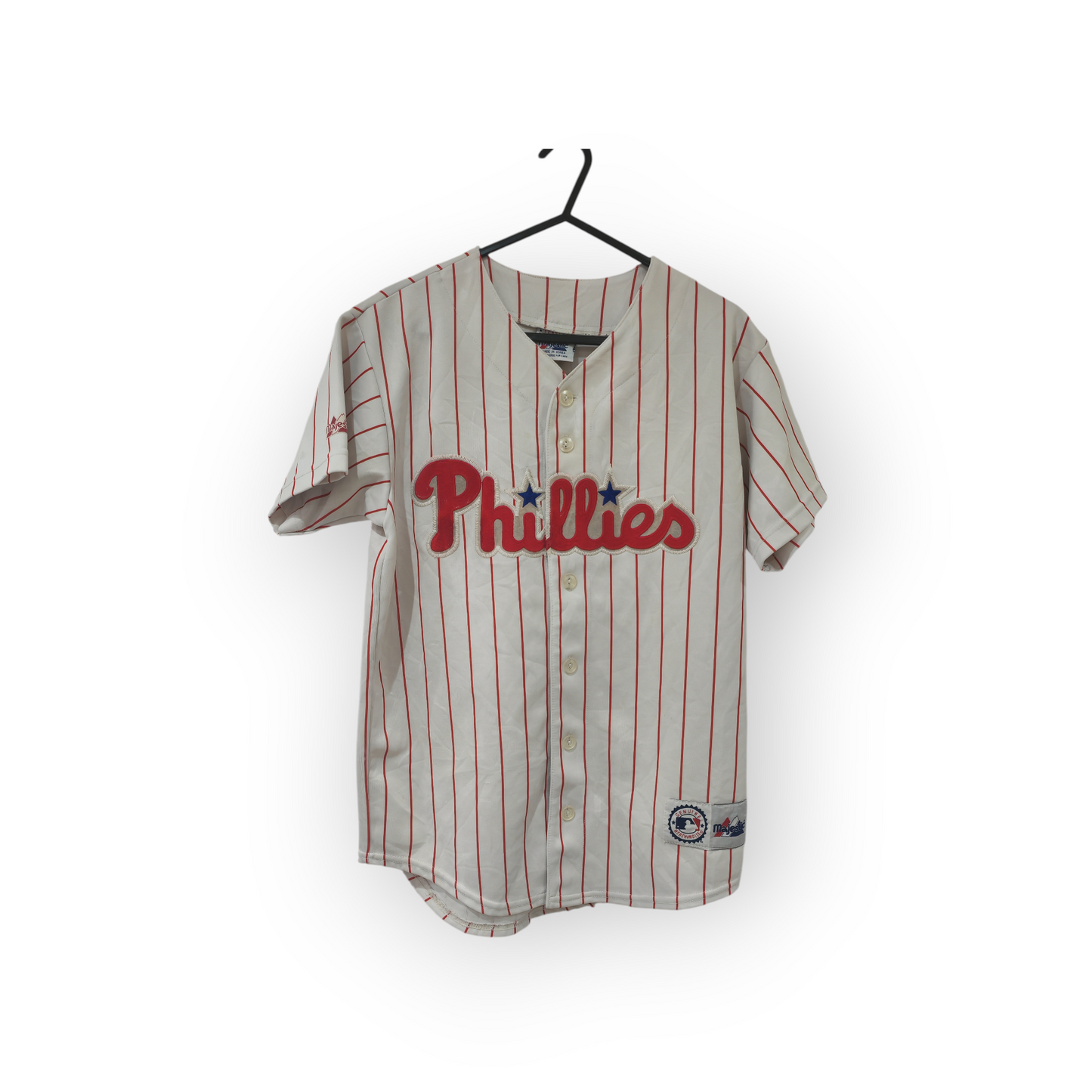 Youth Majestic Philadelphia Phillies MLB Baseball Jersey, White, Size YL/XL