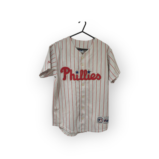 Youth Majestic Philadelphia Phillies MLB Baseball Jersey, White, Size YL/XL
