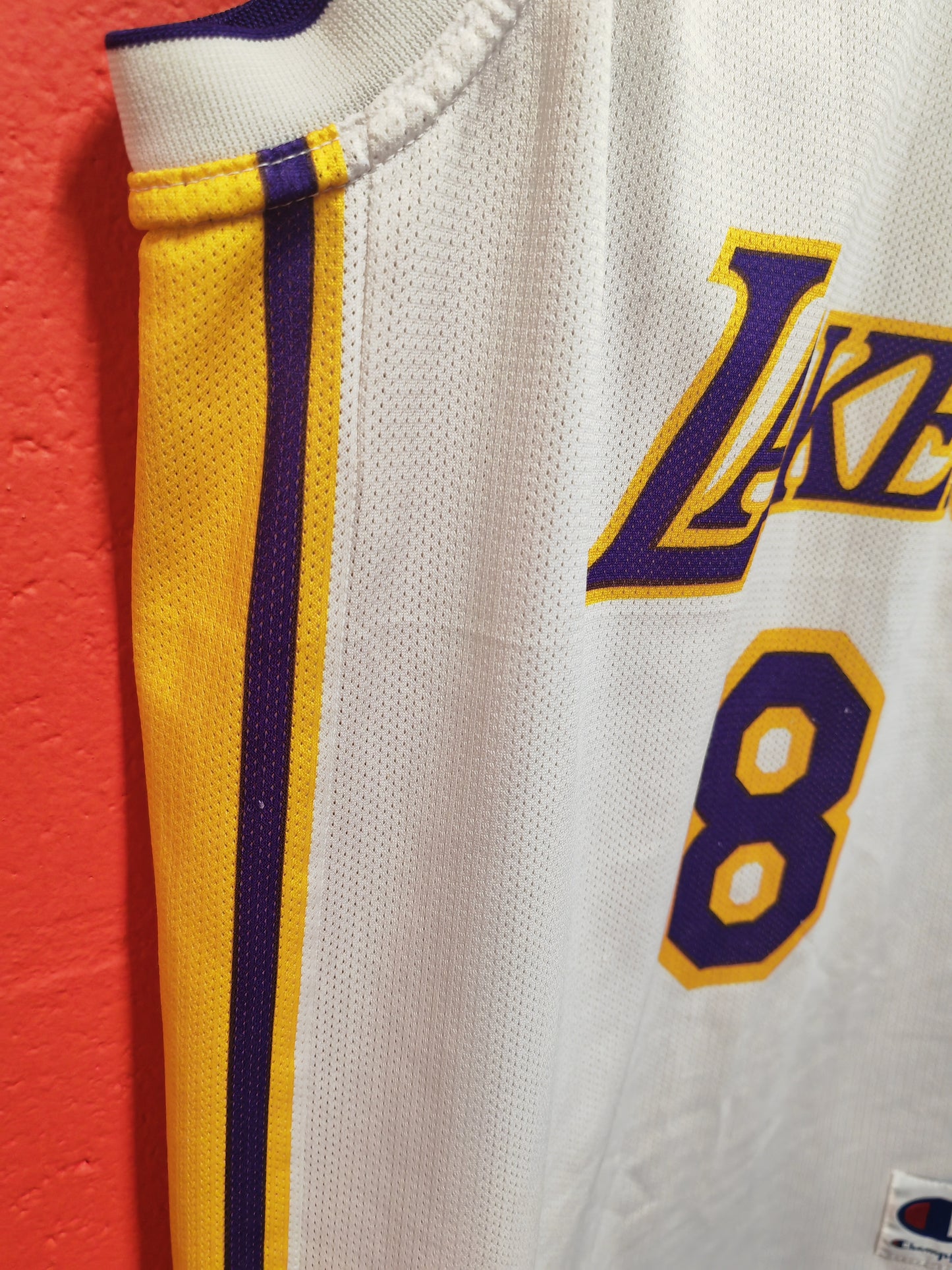 Champion Los Angeles Lakers NBA Jersey, #8 Bryant, White, Size Large