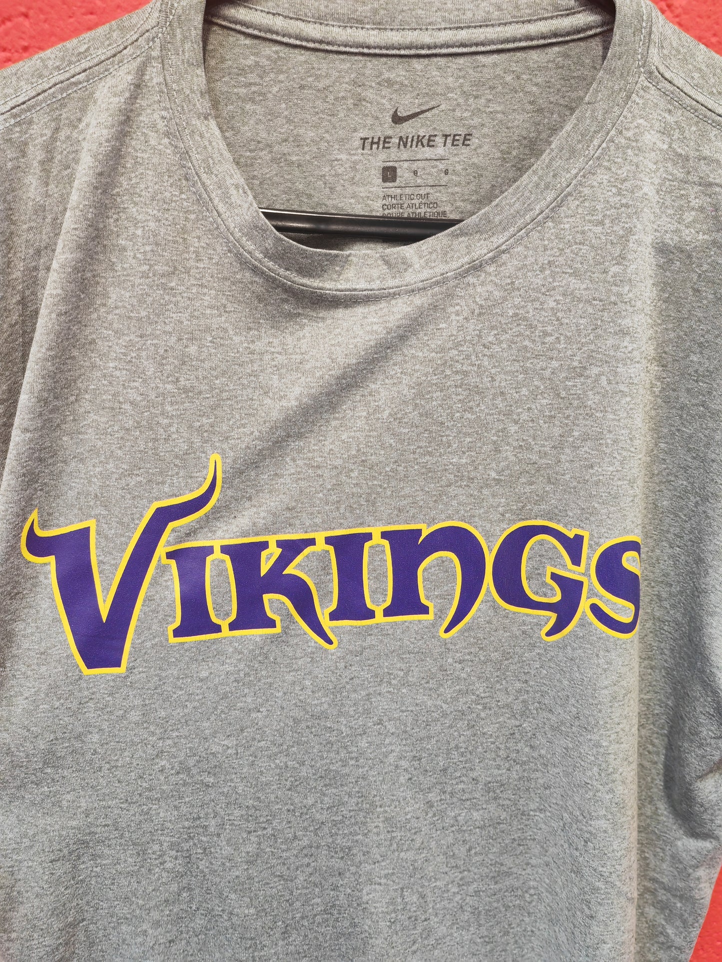 Nike Minnesota Vikings NFL Short Sleeve T Shirt, Grey, Size Large