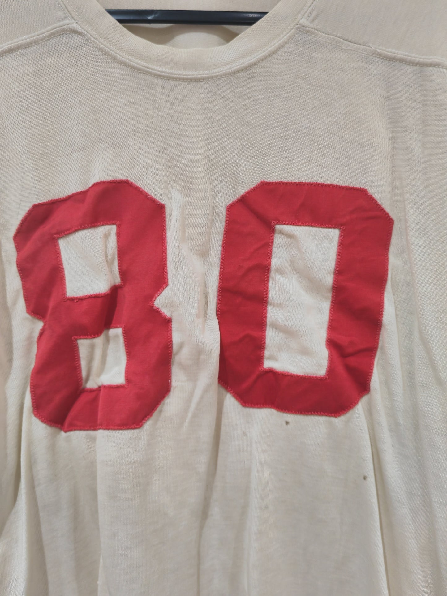 Tom Harmer Athletic Equipment 60s American Football Jersey #80, Off White, Size Large