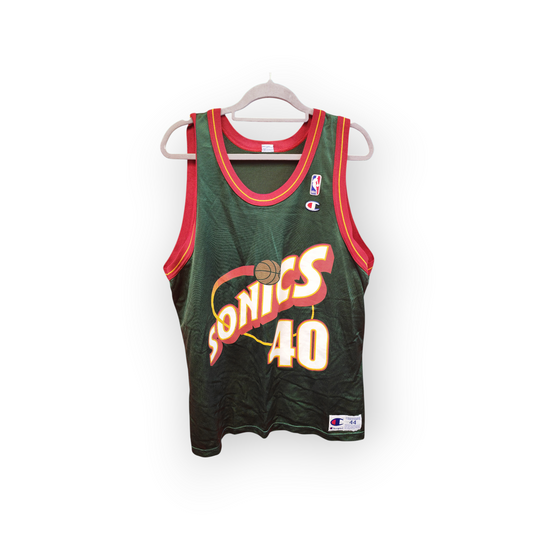 Champion Seattle Supersonics NBA Jersey, #40 Kemp, Green, Size 44 M/L