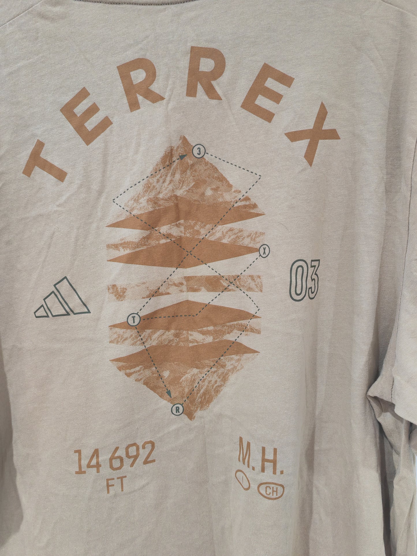 Adidas Terrex Shirt Sleeve T Shirt, Beige, Size Large