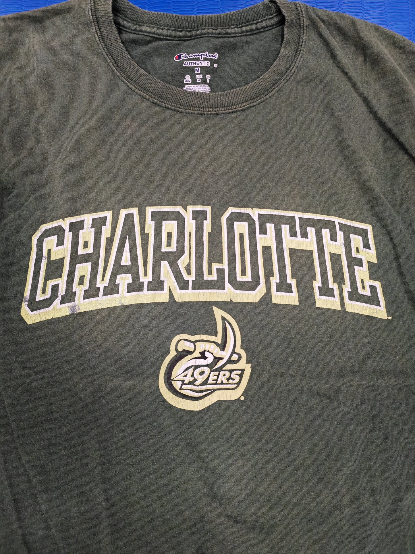 Champion Charlotte 49ers NCAA Short Sleeve T Shirt, Green, Size Medium