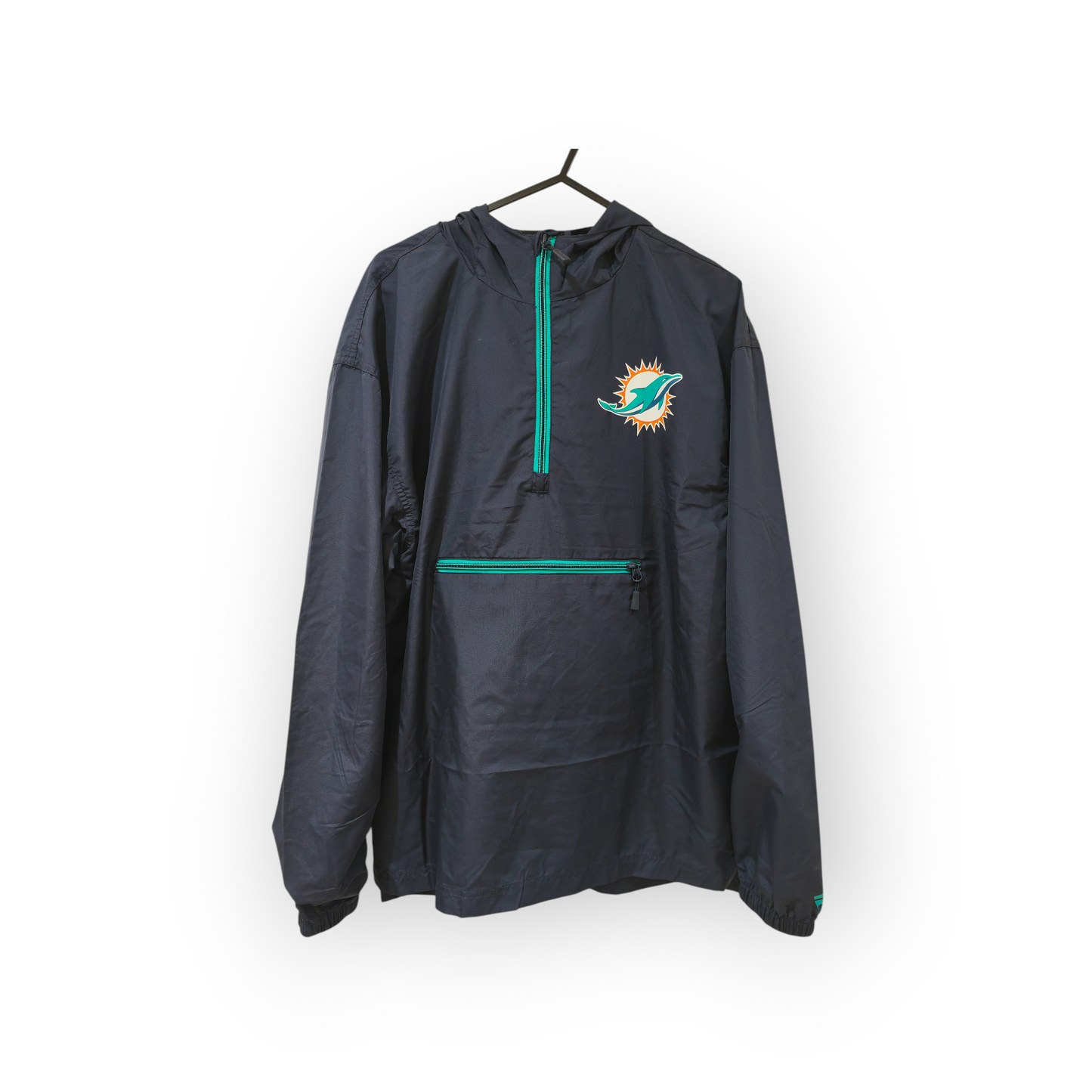 Fanatics NFL Miami Dolphins Half Zip Lightweight Hooded Jacket, Navy, Size Small