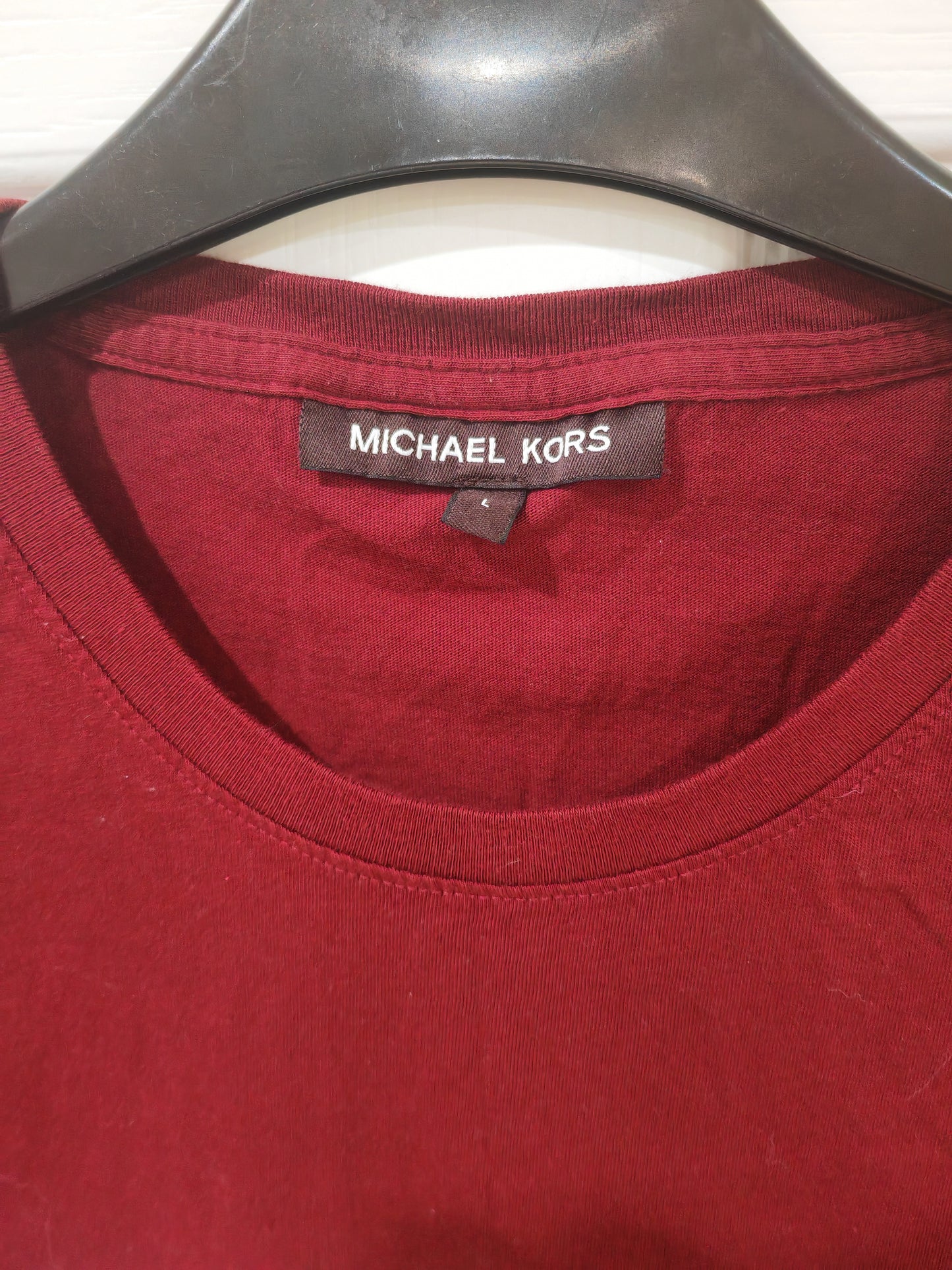 Michael Kors Short Sleeve T Shirt, Burgundy, Size Large