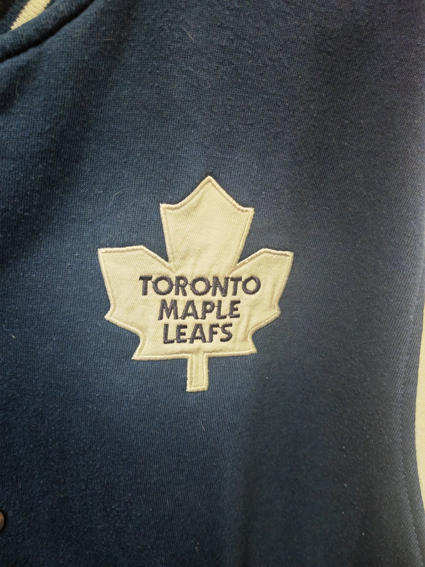 Majestic Toronto Maple Leafs NHL Snap Varsity Style Jacket, Blue/White, Size XL