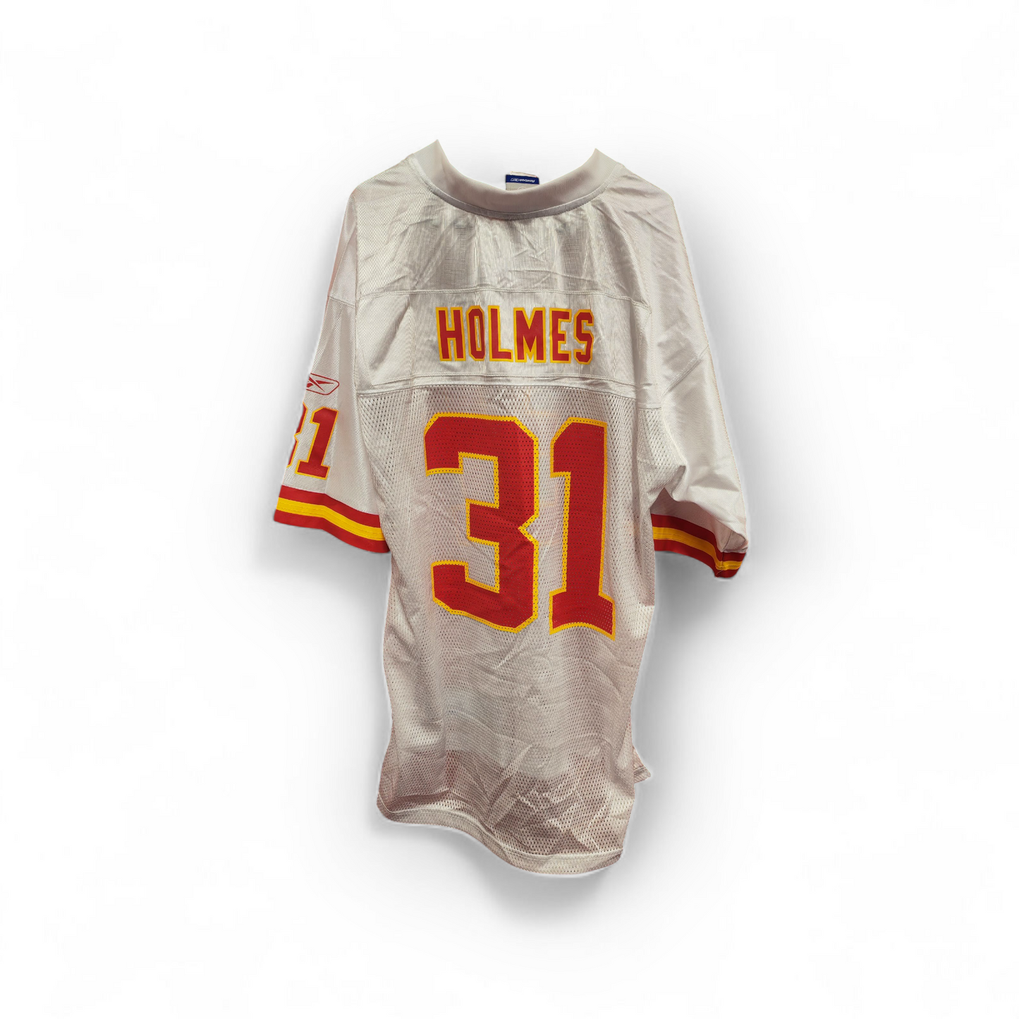 Reebok Kansas City Chiefs NFL Jersey, #31 Holmes, White, Size Large