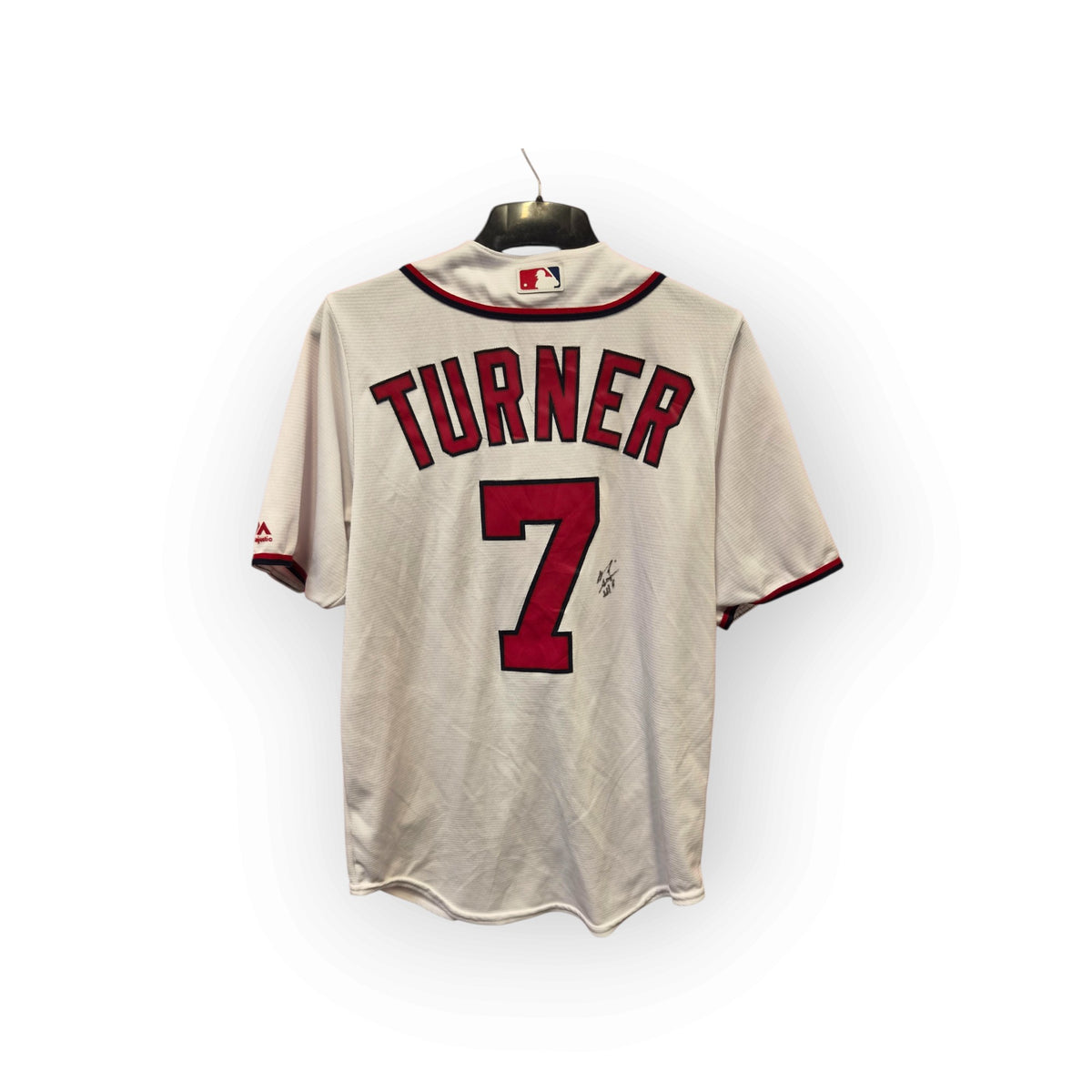 Majestic Washington Nationals MLB Baseball Jersey, #7 Turner, White, Size Small