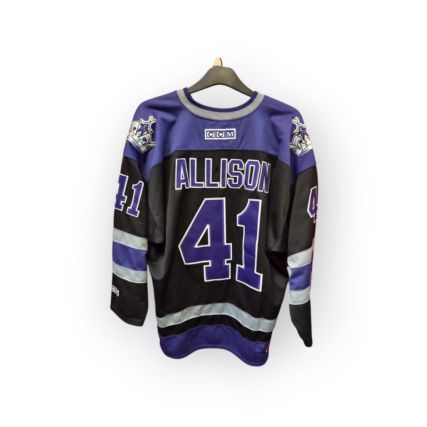 CCM Los Angeles Kings NHL Jersey, #41 Allison, Black/Purple, Size XL
