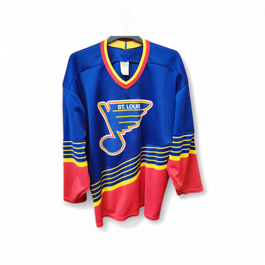 CCM St Louis Blues Vintage Ice Hockey Jersey, Blue/Red, Size XL
