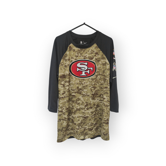 Nike San Francisco 49ers 3/4 Sleeve NFL Salute To Service T Shirt, Size Medium