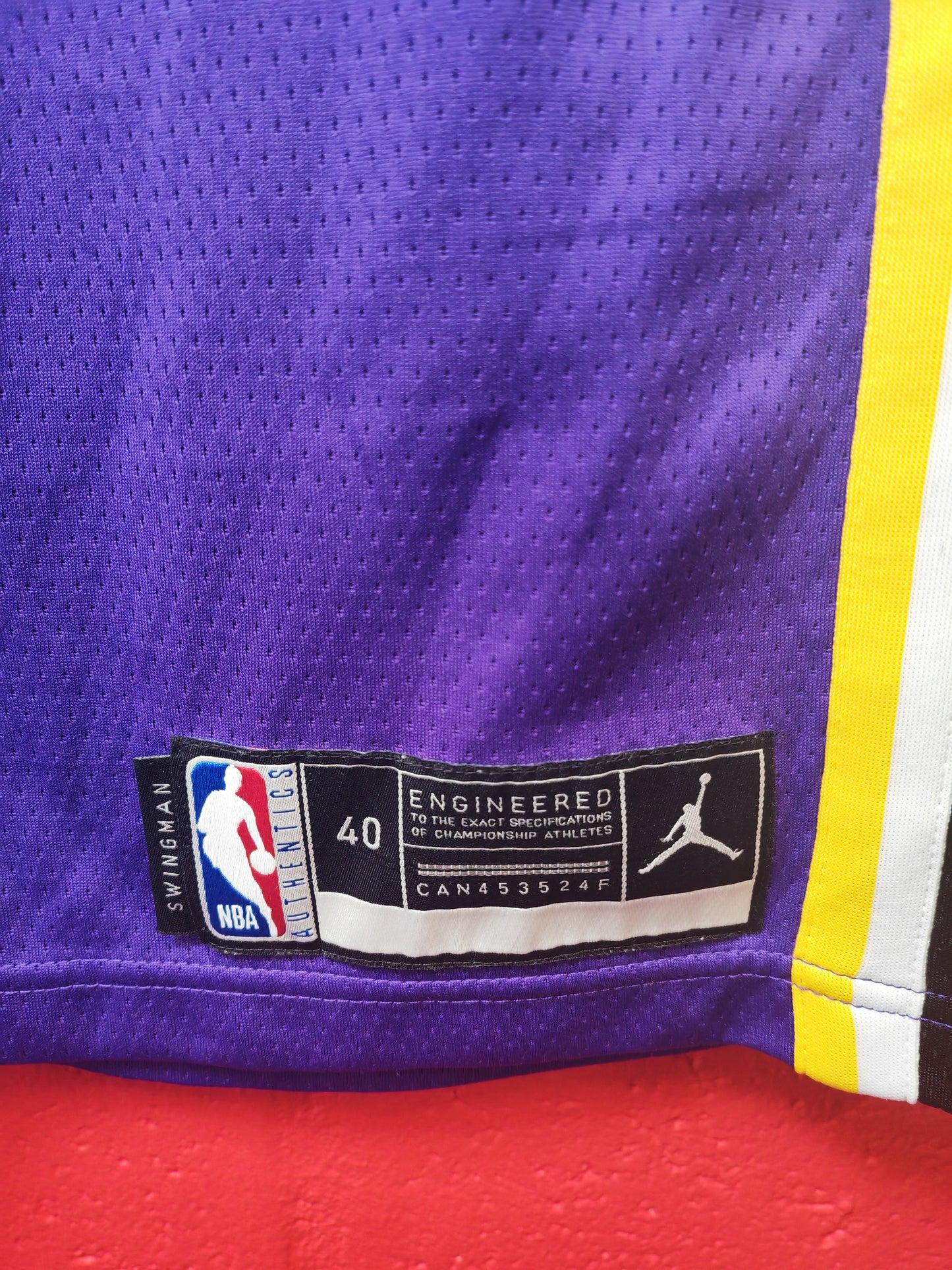 Jordan Los Angeles Lakers NBA Road Jersey, #6 James, Purple, Size Small