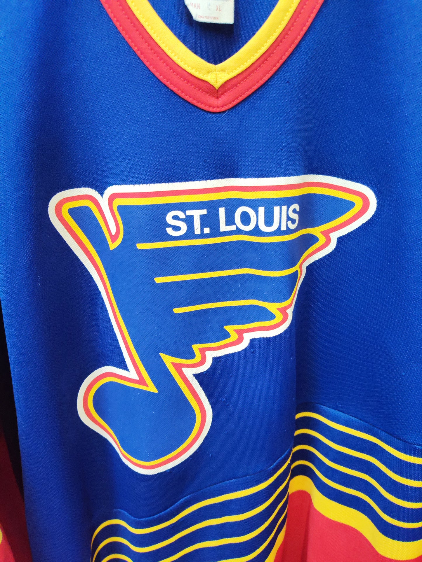 CCM St Louis Blues Vintage Ice Hockey Jersey, Blue/Red, Size XL