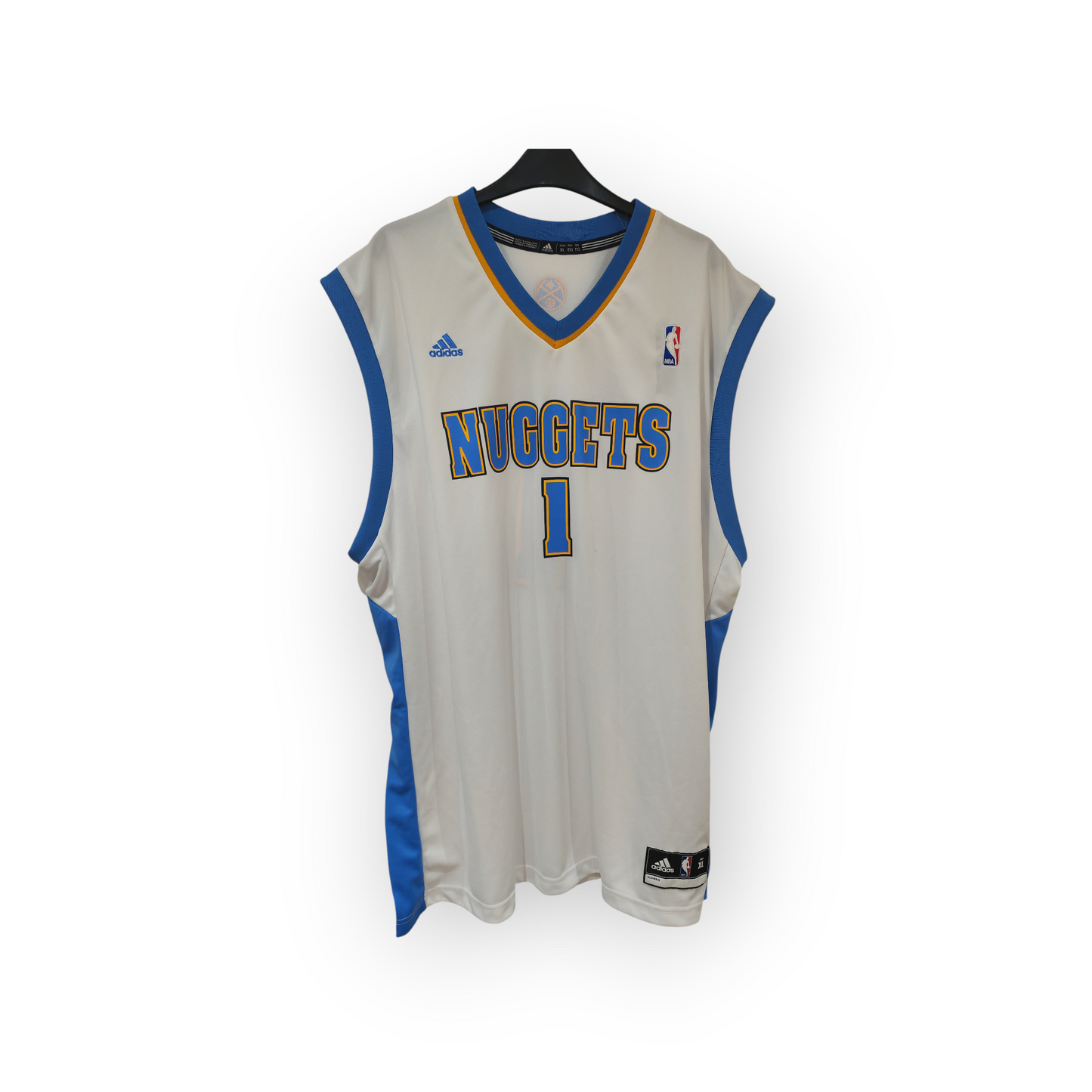Adidas Denver Nuggets NBA Jersey, #1 Billups, White, Size XL
