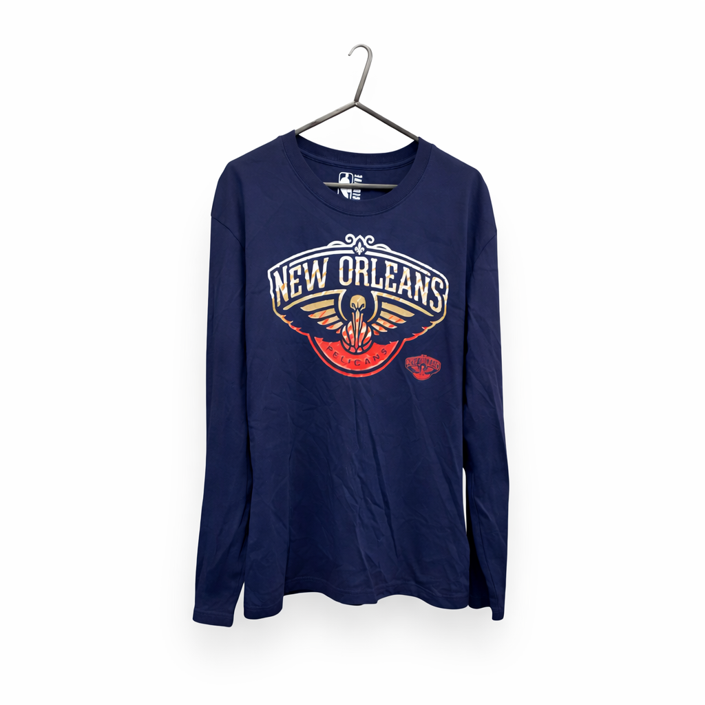 NBA New Orleans Pelicans Long Sleeve T Shirt, Navy Blue, Size Medium