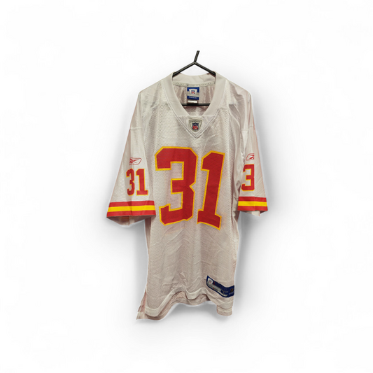 Reebok Kansas City Chiefs NFL Jersey, #31 Holmes, White, Size Large