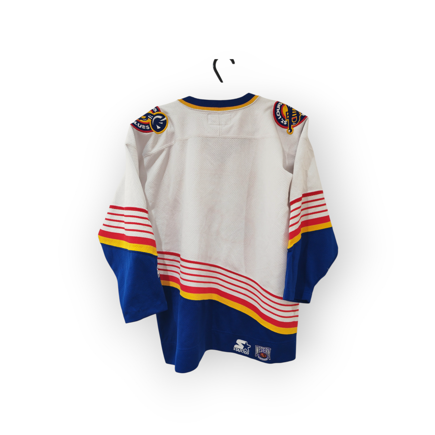 Youth Starter St. Louis Blues NHL Jersey, Signed, White/Blue, Size YL/XL
