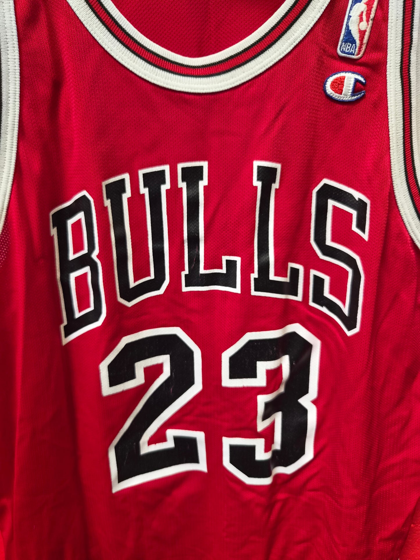 Champion Chicago Bulls NBA Jersey, #23 Jordan, Red, Size 48 L/XL