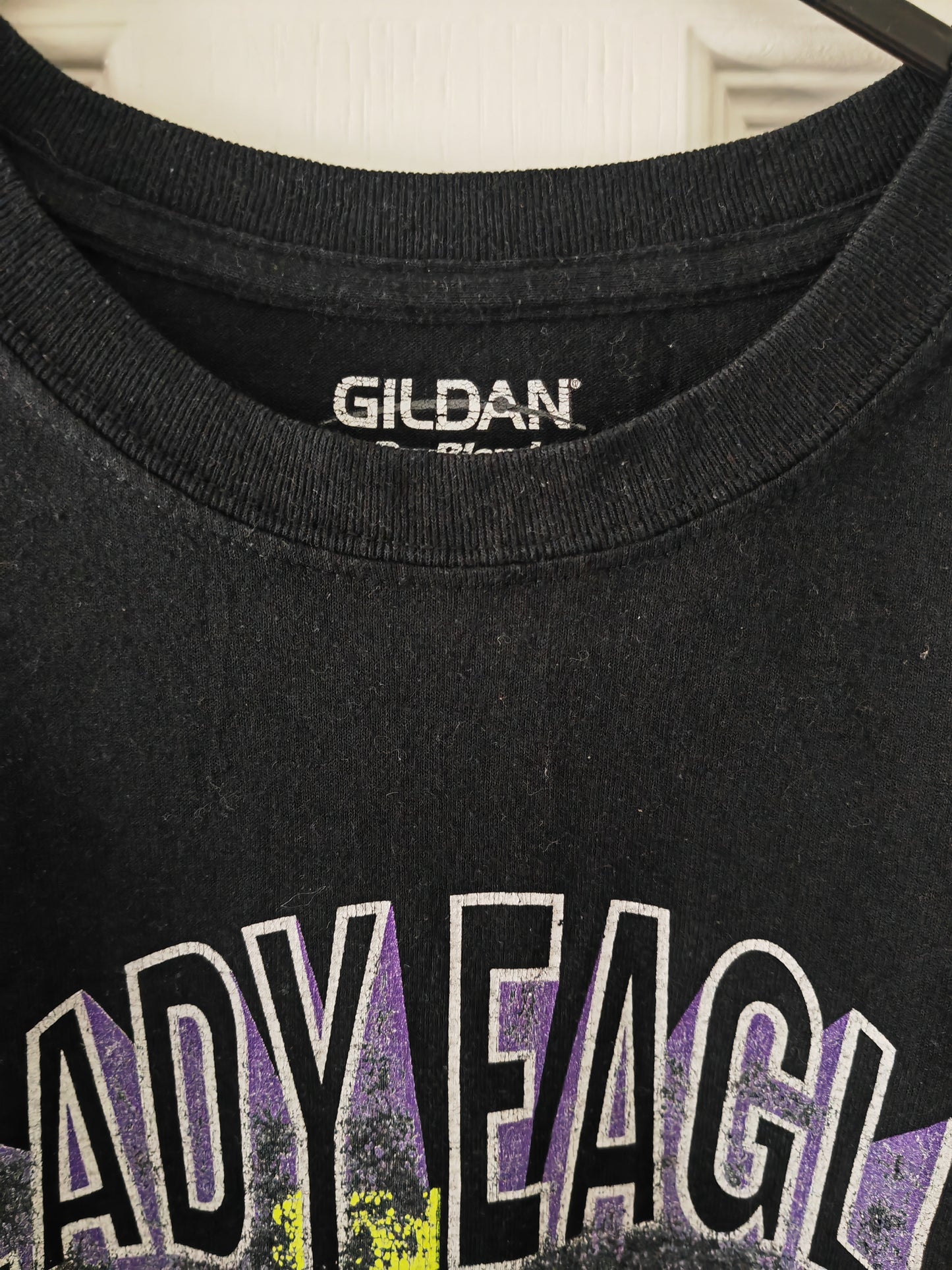 Gildan Lady League Softball Short Sleeve T Shirt, Black, Size Large